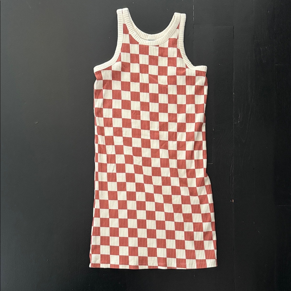 Old Navy Brown and White Checkered Kids Dress